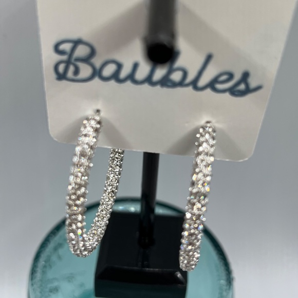 Baubles Encrusted Austrian Crystal Silver Hoop Earrings $12 EA or Bundle 3/$20 - Picture 5 of 8
